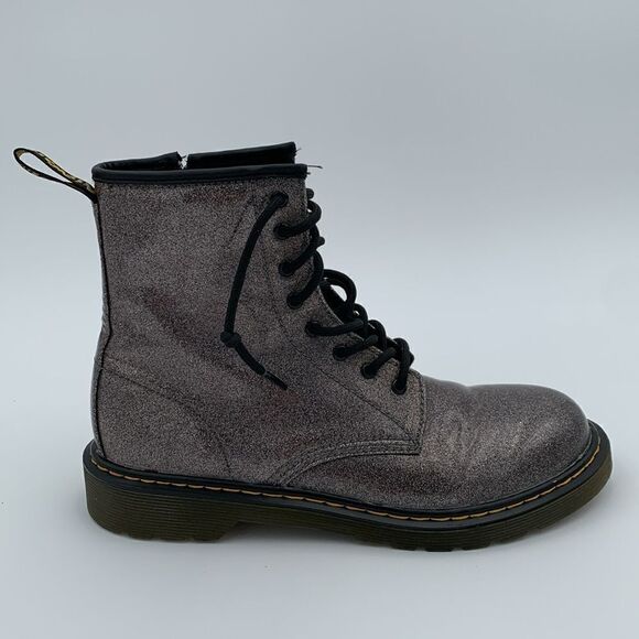 Dr Martens glitter gunmetal combat boots sparkles punk glam woman’s size 7 - Picture 2 of 11